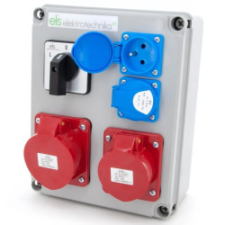 Rozdzielnica budowlana 16A/4 + 32A/4 + 2*GS 230V + wyłącznik L-0-P, N211LP/4