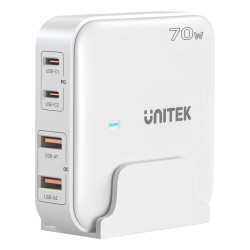 Ładowarka sieciowa USBx4 70W GaN UNITEK Biała USB/USB-C