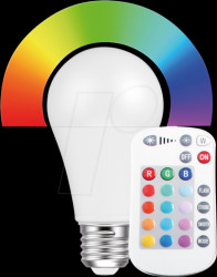 48633 LED lamp, E27, 9 W, RGBW, with remote control
