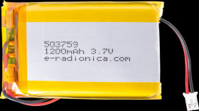 333282 Lithium-ion battery, SOLDERED 333282, 1200 mAh, 3.7 V