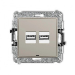 MINI Mechanizm ładowarki USB podwójnej 2xUSB A, 15,5W max., 5V, 3.1A, bez pola opisowego taupe 60MCUSBBO-6