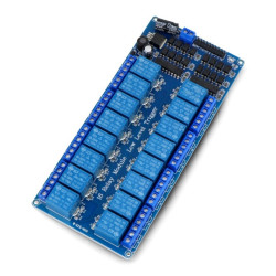 Moduł przekaźników 16 kanałów z optoizolacją - styki 10A/250VAC - cewka 12V