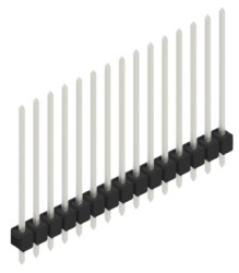 Pin header, 15 pole, pitch 2.54 mm, straight, black, 10048890