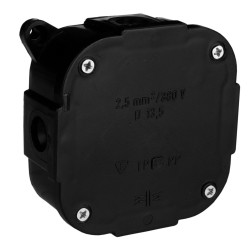 puszka n/t hermetyczna czarna z zaciskami wym/zew 88x88x40 mm IP44 ViPlast 074-55