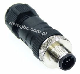 RSC 5/9, M12, 5 styków, złącze męskie (wtyk) proste, dławik SW19 (4-8mm), nakrętka metalowa, LUMBERG, 11591, RSC59, ZM12M5