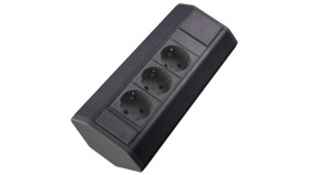 Gniazdo Meblowe, Blatowe 3X Schuko Przedłużacz Narożny 1,8M Czarny Corner Box