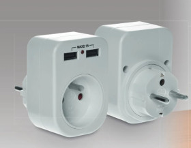 Gniazdo wtyczkowe z/u z ładowarką 2xUSB 2.1A R-1USB