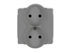 DECO Gniazdo podwójne bez uziemienia do ramki DECO Soft (przesłony torów prądowych) szary mat 27DGPRSO-2p KARLIK