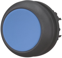 Pushbutton, unlit, groping, waistband round, blue, front ring black, mounting Ø 22.5 mm, 216601