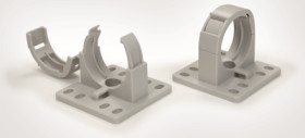 Tubing holders, (L x H) 43 x 37 mm, head Ø 17 mm, PA, gray, for corrugated tubing, 169-22000