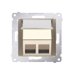 Simon 54 Pokrywa gniazd teleinformatycznych na Keystone skośna podwójna z polem opisowym (moduł). złoty mat DKP2S.01/44
