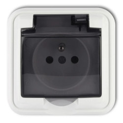 LIZA Gniazdo bryzgoszczelne z/u (klapka dymna) biały GPH-1zd