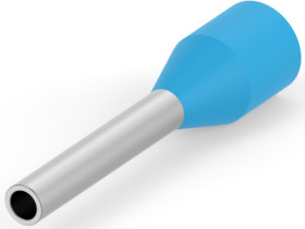 Insulated wire end ferrule, 0.25 mm², 10 mm/6 mm long, DIN 46228-4, light blue, 966066-1