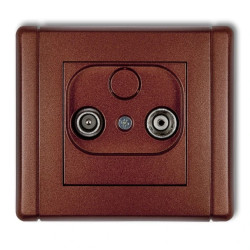 FLEXI Gniazdo antenowe RTV przelotowe 9dB brązowy metalik 9FG9P