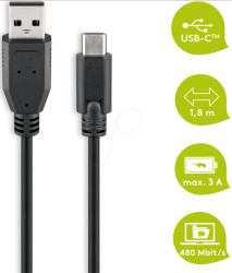 55468 Goobay cable USB 2.0 C male &gt; A male 1.8 m