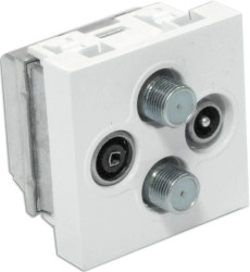 Gniazdo RTV-SAT podwójne końcowe 45x45 (gn.antenowe męskie/gn.antenowe żeńskie/ 2 x gn. typu F żeńskie) EM/P2VK