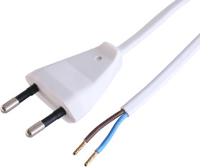 Connection cable, Europe, plug type C, straight on open end, H03VVH2-F2x0.75 mm², white, 3 m, 0L06607