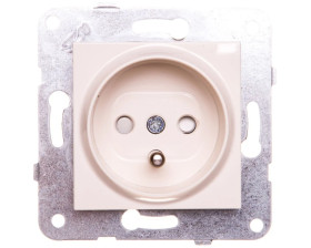 Karre Gniazdo Z Uziemieniem Z Przesłonami Styków, Kolor Krem / 90963745