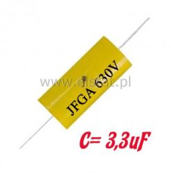 Kondensator poliestrowy 3,3uF/630VDC 10% osiowy