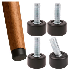 Stopka z przegubem 16x14mm czarna - noga meblowa M6 - stopka regulowana do mebli