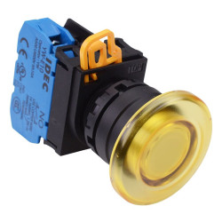 YW1L-M4E10Q4Y Yellow 24V illuminated 22mm Mushroom Momentary Push Button Switch NO IP65 IDEC