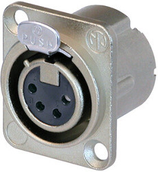 XLR panel socket, 4 pole, silver-plated, 1.5 mm², AWG 16, zinc die casting, NC4FD-LX