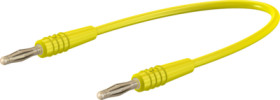 Measuring lead with (2 mm plug, spring-loaded, straight) to (2 mm plug, spring-loaded, straight), 600 mm, yellow, PVC, 0.5 mm²,