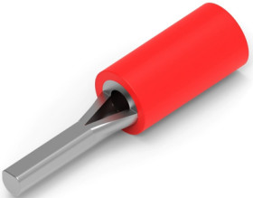 Insulated pin cable lug, 0.25-1.6 mm², AWG 22 to 16, 1.8 mm, red, 165143