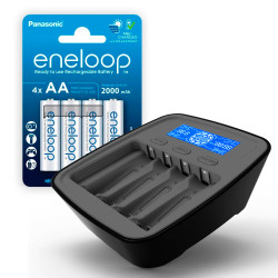 ZESTAW Ładowarka akumulatorków Ni-MH everActive NC-1000M v2 + 4x Akumulatorki AA / R6 Panasonic Eneloop 2000mAh