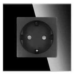 Gniazdo elektryczne pojedyncze Schuko - szklana ramka - czarne - Tawoia Glass