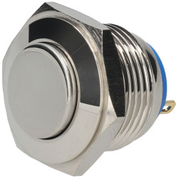 R-TECH 524580 16mm IP65 Vandal Resistant Switch SPST Raised Nickel Solder Pins