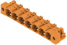 Pin header, 7 pole, pitch 7.62 mm, angled, orange, 1472660000