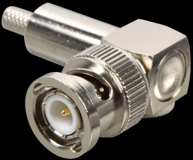 BNC crimp angled plug for RG 58, 50 Ohm