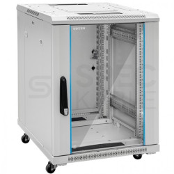 Szafa stojąca RACK 19" 15U 600x600mm drzwi szklane szara TOTEN G7