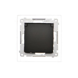 Simon 54 Gniazdo wtyczkowe IP44 klapka w kolorze pokrywy do ramek premium czarny mat DGZ1BZ.01/49