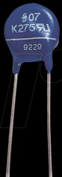 Varistor, RM 7.5 mm, 0.6 W, 275 VAC =JVR14N431K