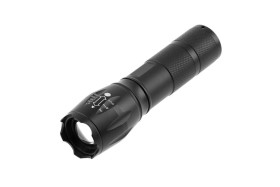 Latarka LED kieszonkowa SOS zoom 5W 300lm 6400K zasięg do 200m IP44 3xAAA(bez baterii) czarna LT-LKSZ3W-60