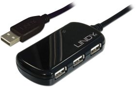 LINDY 42781 USB-Hub 4 porty USB-A USB 2.0 480 MBit/s wbudowany repeater wielobarwny Lindy USB 2.0 Active Extension Pro 4