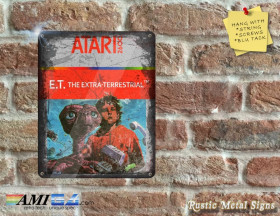 E.T The Extra-Terrestrial Box Artwork from the Original ATARI 2600 Game - Metal Sign