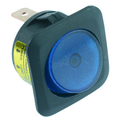 Blue illuminated Circular Rocker Switch SPST 12V