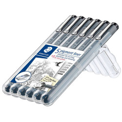 Staedtler 308 SB6P pigment liner set of 6 black fineliners 0.05-0.8 mm