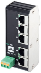 Hub sieciowy, porty RJ45: 5, Montaż na szynie DIN, 100Mbit/s