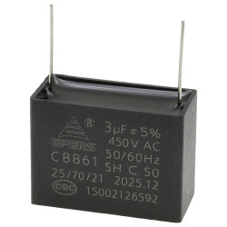 Kondensator rozruchowy do silnika 3uF 450VAC B class CBB61 do druku