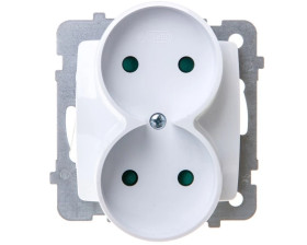 KARO Gniazdo podwójne b/u z przesłonami białe GP-2SRP/m/00