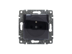VENA Gniazdo bryzgoszczelne pojedyncze z uziemieniem z przesłoną torów prądowych bez ramki IP44 antracyt 516139 KOS