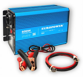 PRZETWORNICA NAPIĘCIA INWERTER EUROPOWER 12V DC / 230V AC 600W / 1200W CZYSTY SINUS