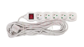 Przedłużacz Z Wyłącznikiem 5 Gniazd Z/U 10M Biały