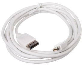 Kabel połączeniowy miniDisplayPort 1.1a Typ miniDP/DP, M/M biały 3m AK-340102-030-W