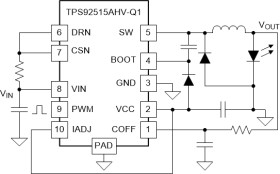 65-V automotive 2-A shunt-PWM dimmable LED driver with Integrated NFET