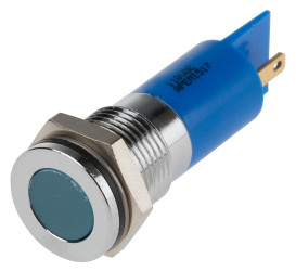 Lampka kontrolna do montażu panelowego 110V dc, niebieska 14mm LED Chrom RS PRO
